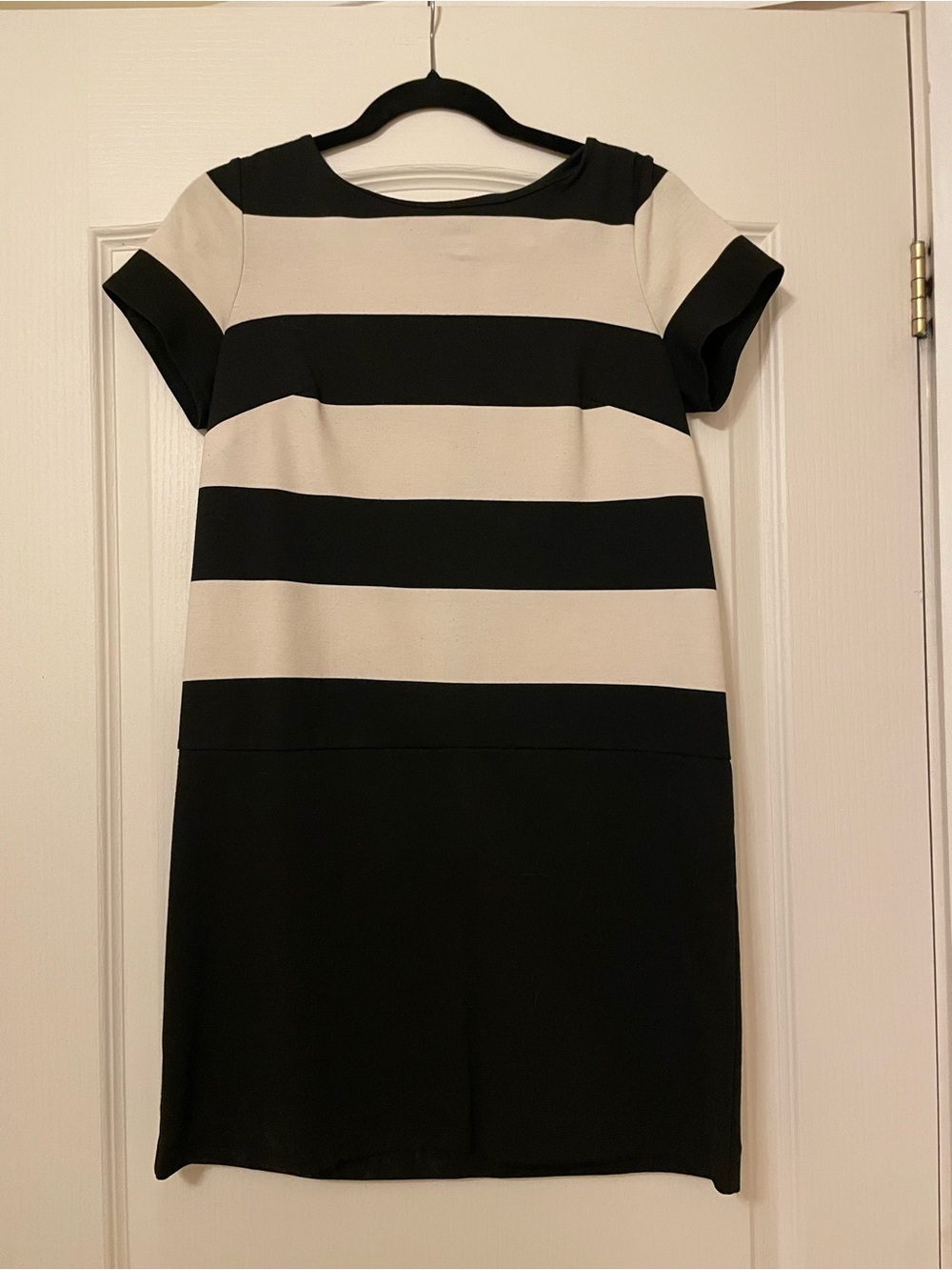 LOFT Black and White Striped Mini Dress